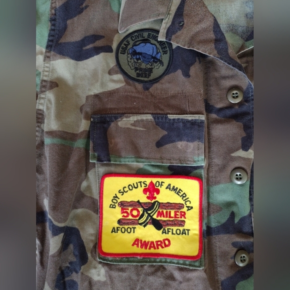 Camo Army Jacket with Boyscouts Of America Merits And Patches - Picture 5 of 16